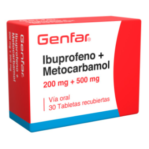 IBUPROFENO+METOCARBAMOL 200 500 MG TABLETA RECUBIERTA