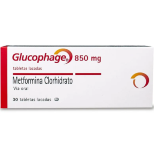 GLUCOPHAGE 850 MG TABLETA RECUBIERTA CAJA X 30